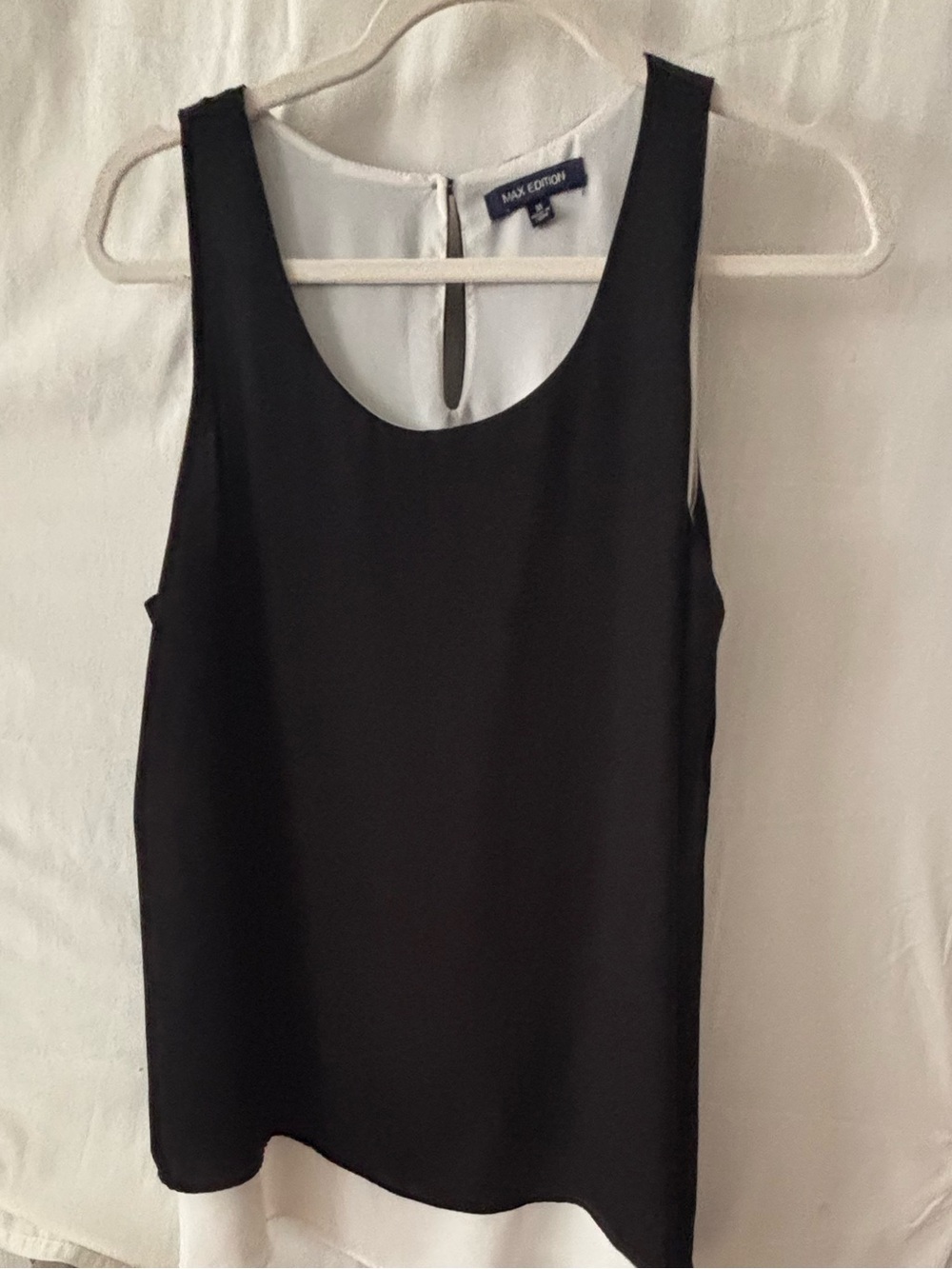 Max Edition Black and White Sleeveless Layered Tank